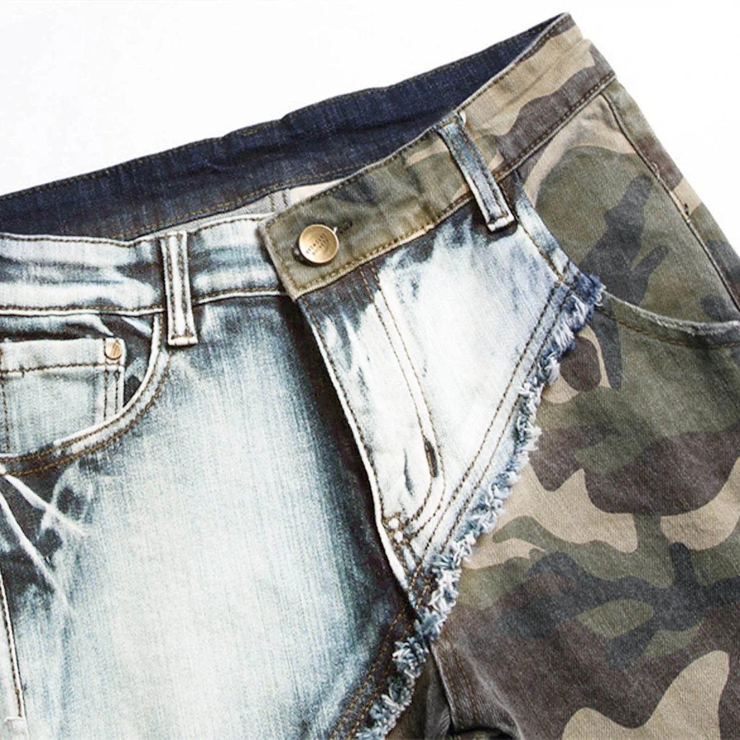 Men's Jeans Vintage Distressed Camouflage  Ripped PatchworkJeans Luxury Designer Slim Skinny Jeans Casual Denim Pants For Men