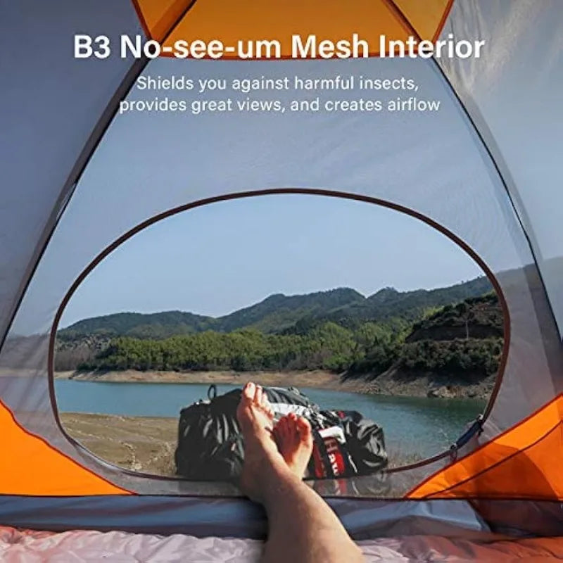 BISINNA 4 Person Camping Tent Lightweight Backpacking Tent Waterproof Windproof Two Doors Easy Setup Double Outdoor Tents