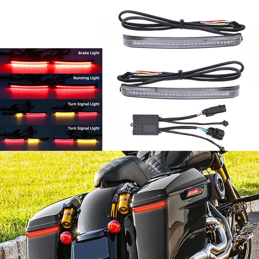 Motorcycle LED Saddlebag Brake Flowing Turn Signal Accent Light For Harley CVO Touring Electra Road Glide Ultra Limited 2014-Up