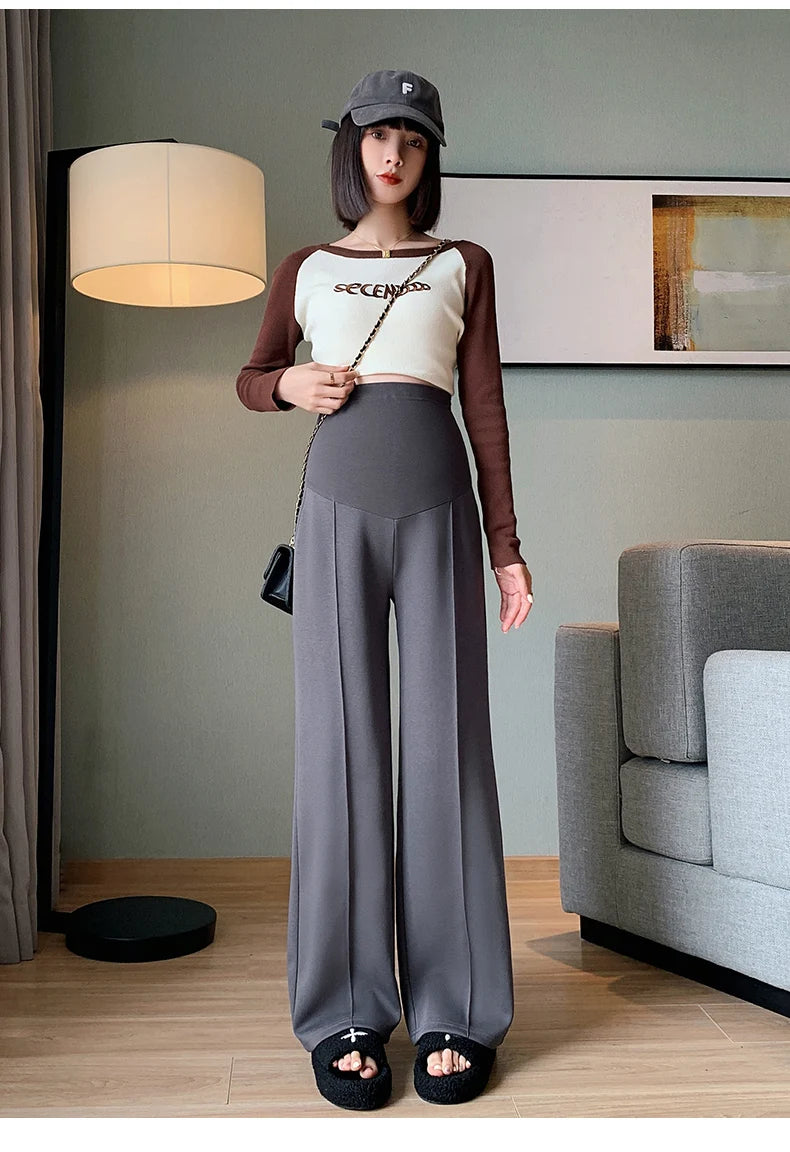 Maternity Long Straight Pants Wide Leg