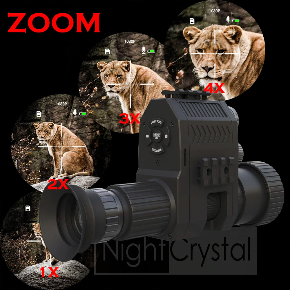 Megaorei 4B Telescope Sight Binoculars Monocular Add on Hunting Night Vision Scope Camera Video 1080p HD 4x Zoom 480NM 940NM