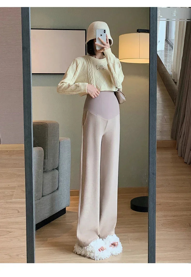 Maternity Long Straight Pants Wide Leg