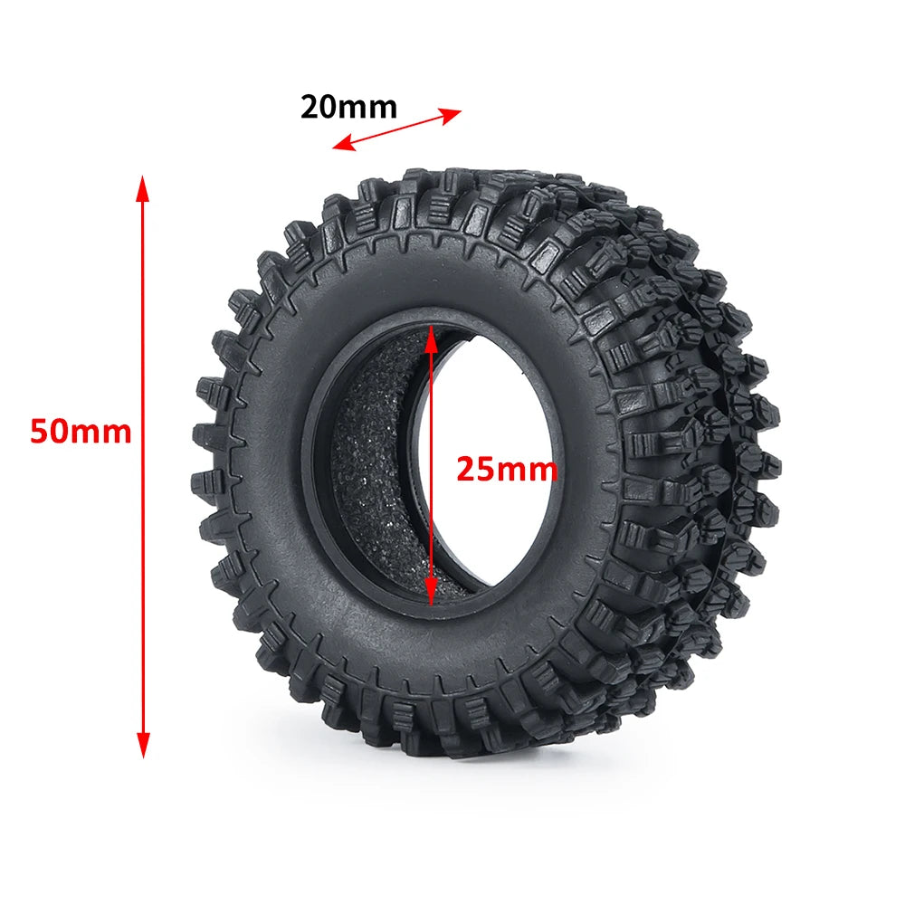 YEAHRUN Aluminum Wheels Tires with Hex Wheel Hub Adapter Set for Kyosho Miniz-Jeep 4X4 1/24 Wrangler Rubicon Upgrade Parts