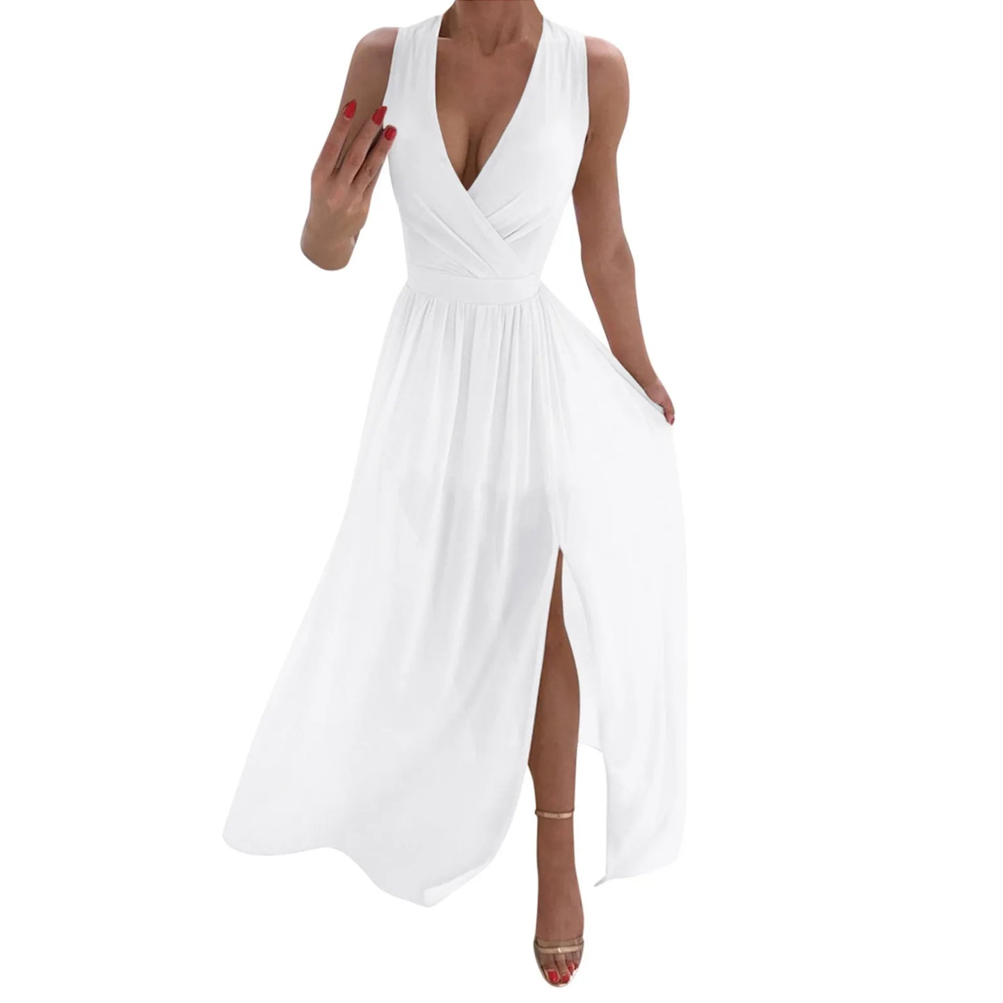 Plus Size Beach V-neck Midi Formal Dresses