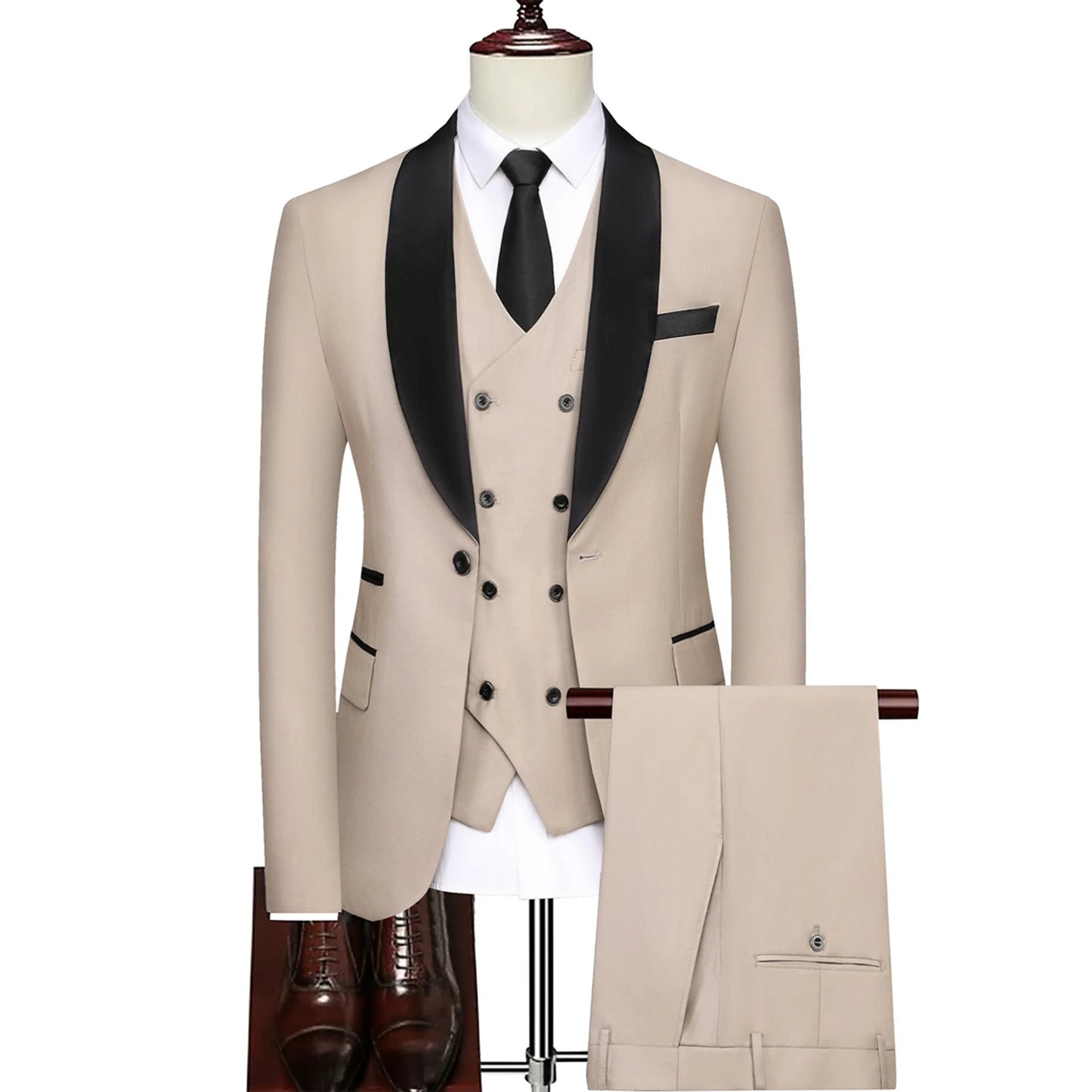 New Men Casual Business Dress Double Breasted Suits