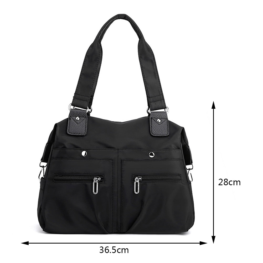 Casual Nylon Large Capacity Tote Bags Women Handbags Solid Color Shoulder Bags for Mom Multi-pockets Ladies Shopper Bags Purse