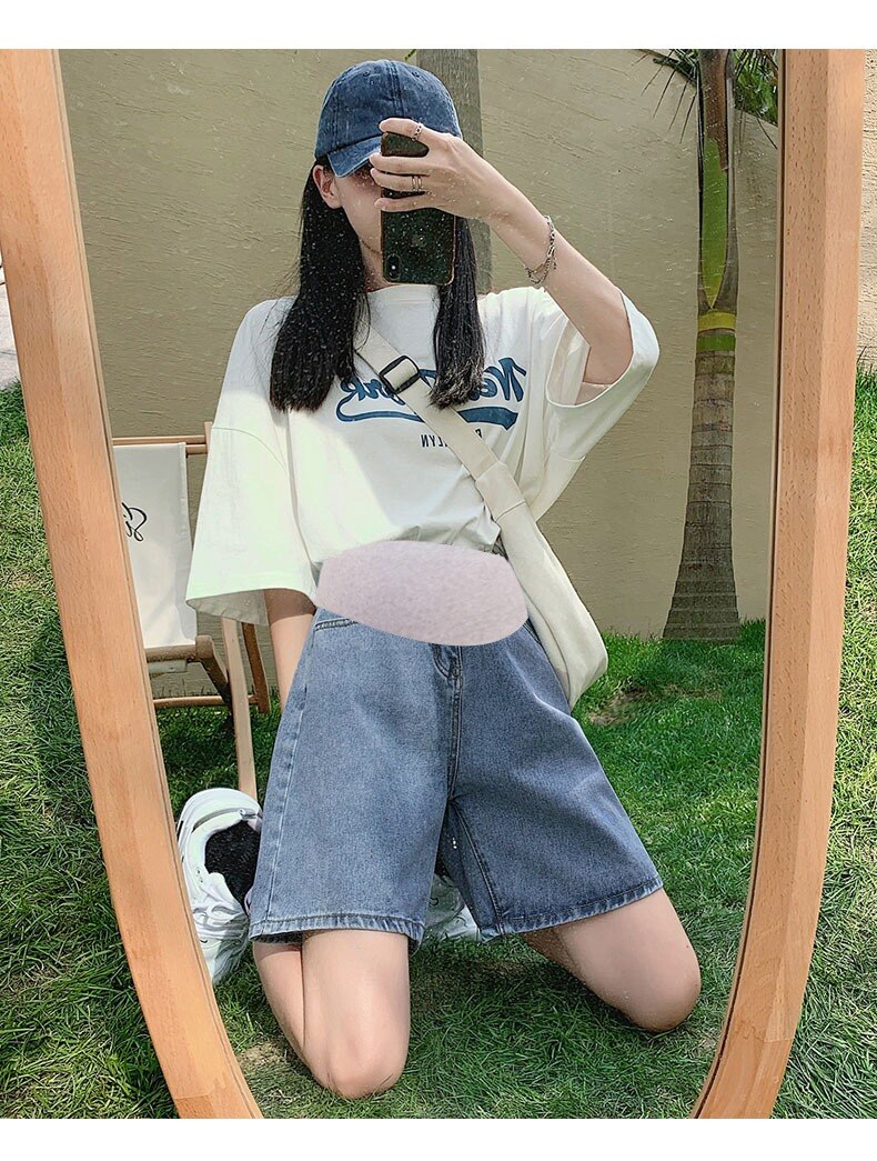 maternity Clothes for pregnant women shorts summer pregnancy denim pants woman matching women's clothing 2022 wide leg grossesse