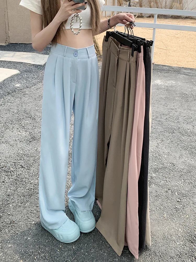 Suit Pants Elastic Waist Slimming Casual