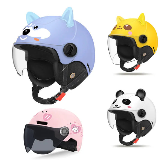 2023 NEW Children's Motorcycle Helmet Four Seasons Universal Helmet Cartoon Cute Electric Scooter Half Helmet Withe Girl or Boy