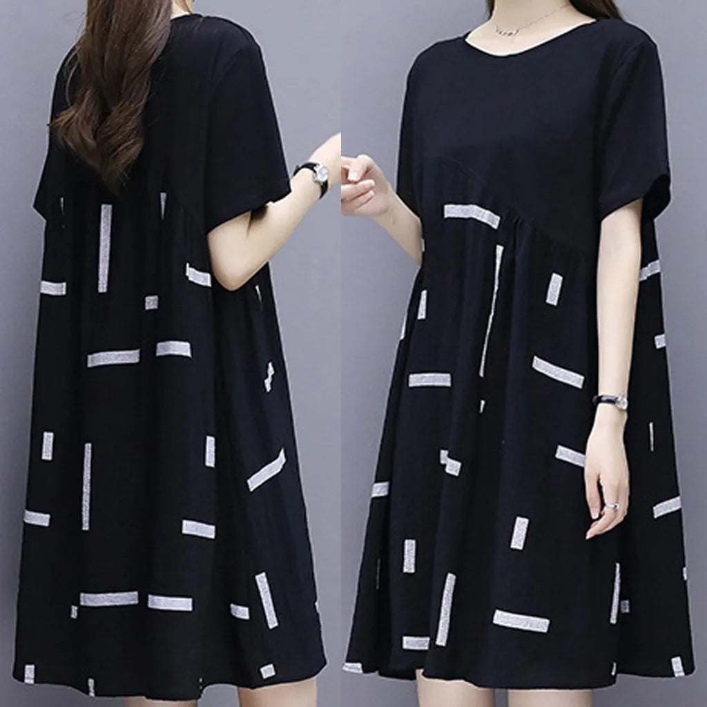 Casual Splicing  Dresses Plus Size Clothing