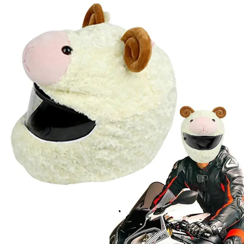 Motorcycle Helmet Covers Funny Animal Full Face Funny Cartoon Plush Helmet Protective Cover Hat With Crazy Large Flexible Ears