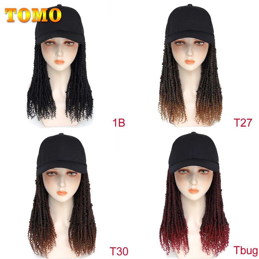 TOMO Baseball Wig Cap With Passion Twist Hair Adjustable Cap Synthetic Hair Extensions Fashion Baseball Hat Wig For Black Women