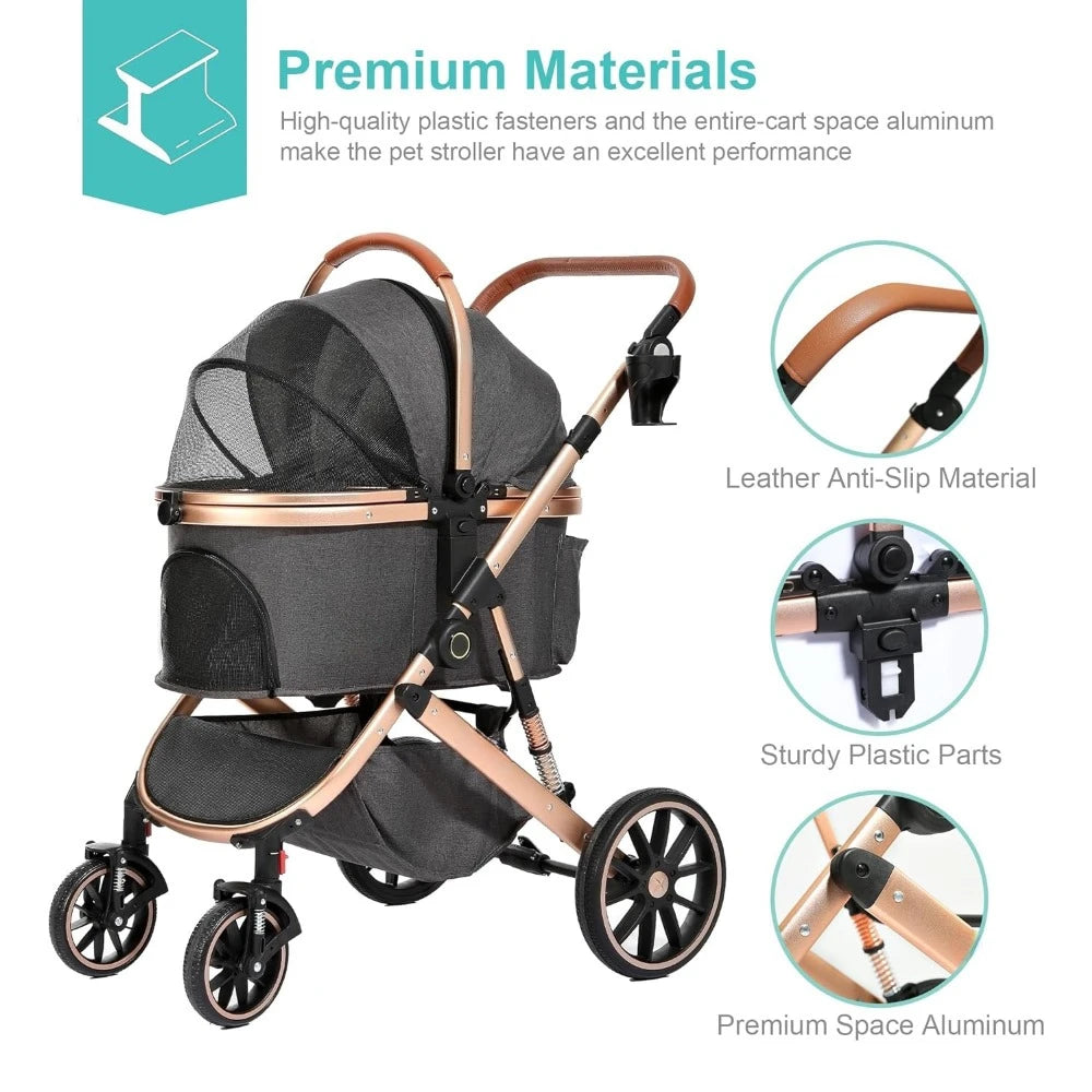 Stroller for Small and Medium Dogs 3-in-1 4 Wheels