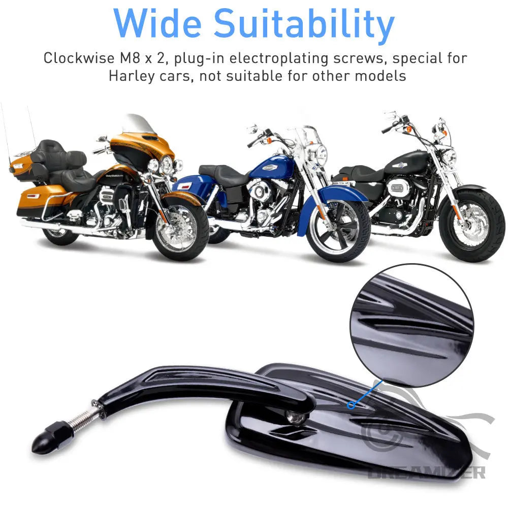 Motorcycle Flaming Side Mirrors for Harley Davidson Softail Standard FXST Glide Electra Road Custom Dyna Touring Chrome/Black