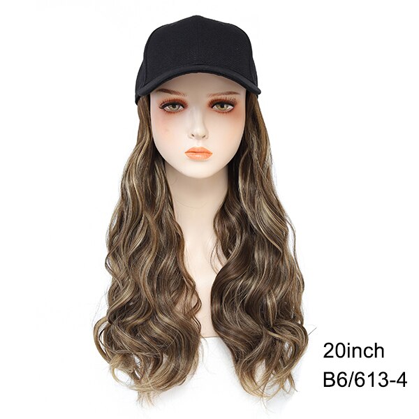 TOMO Baseball Cap with Hair Extensions for Women Adjustable Hat with Synthetic Wig Attached 16inch Natural Wavy Hair