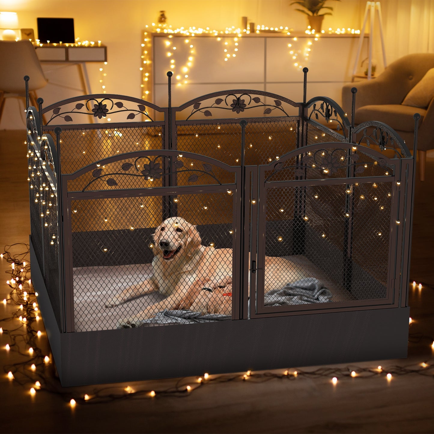 Dog Playpen Fence Detachable Play Pen Exercise Puppy Kennel Cage Dogs Supplies Dog Fences 8 Panels with Waterproof Fertility Pad - DJVWellnessandPets