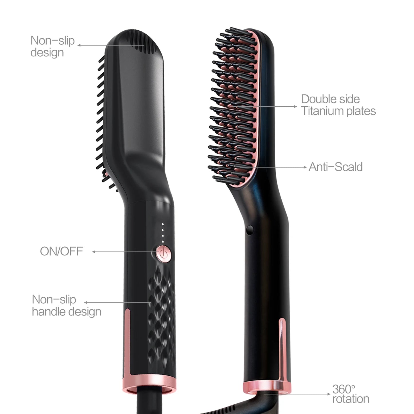 Straightener Anti-Scald Ceramic Heated Portable Comb 6 Adjustable Temp