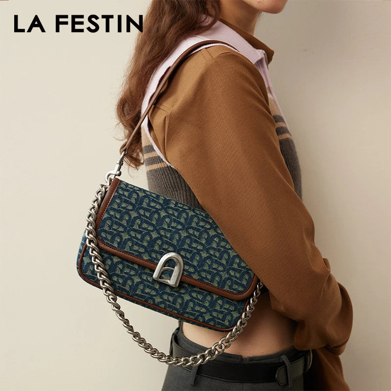 LA FESTIN 2024 New Bag Original Shoulder Crossbody Bag Square Bag Handbag Women Chain Bag A-line door Series free shipping