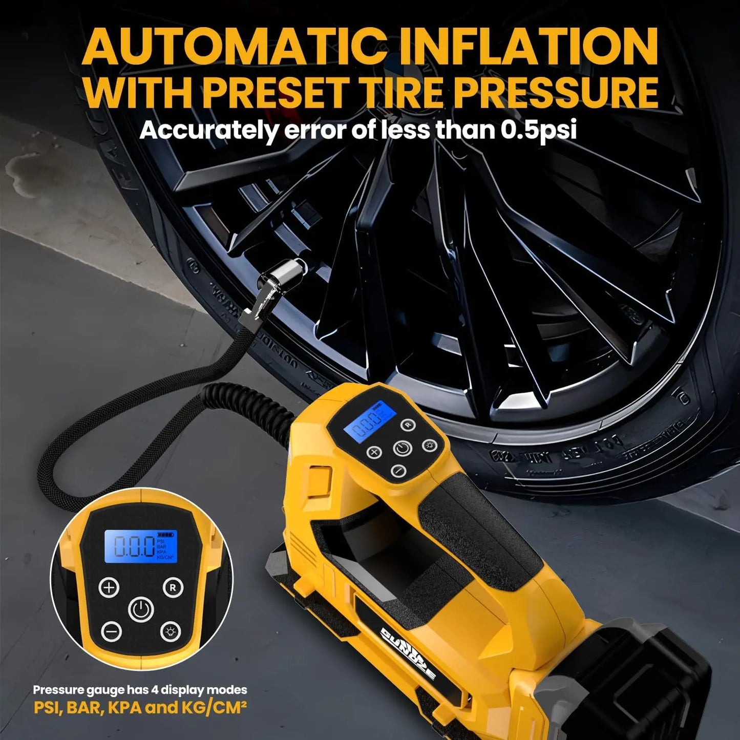 Cordless Tire Inflator Air Compressor for DeWalt 20V