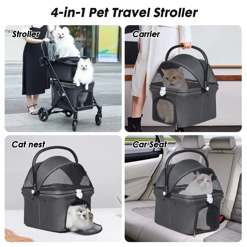 Double Pet Stroller for 2 Small Dogs or Cats