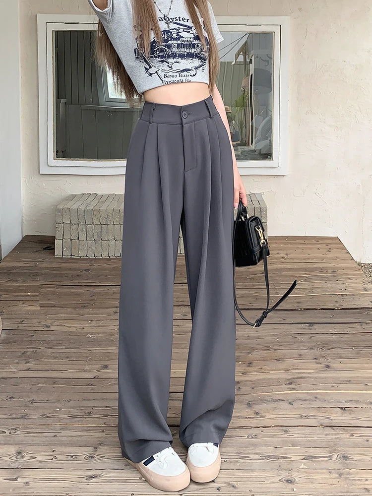 Suit Pants Elastic Waist Slimming Casual