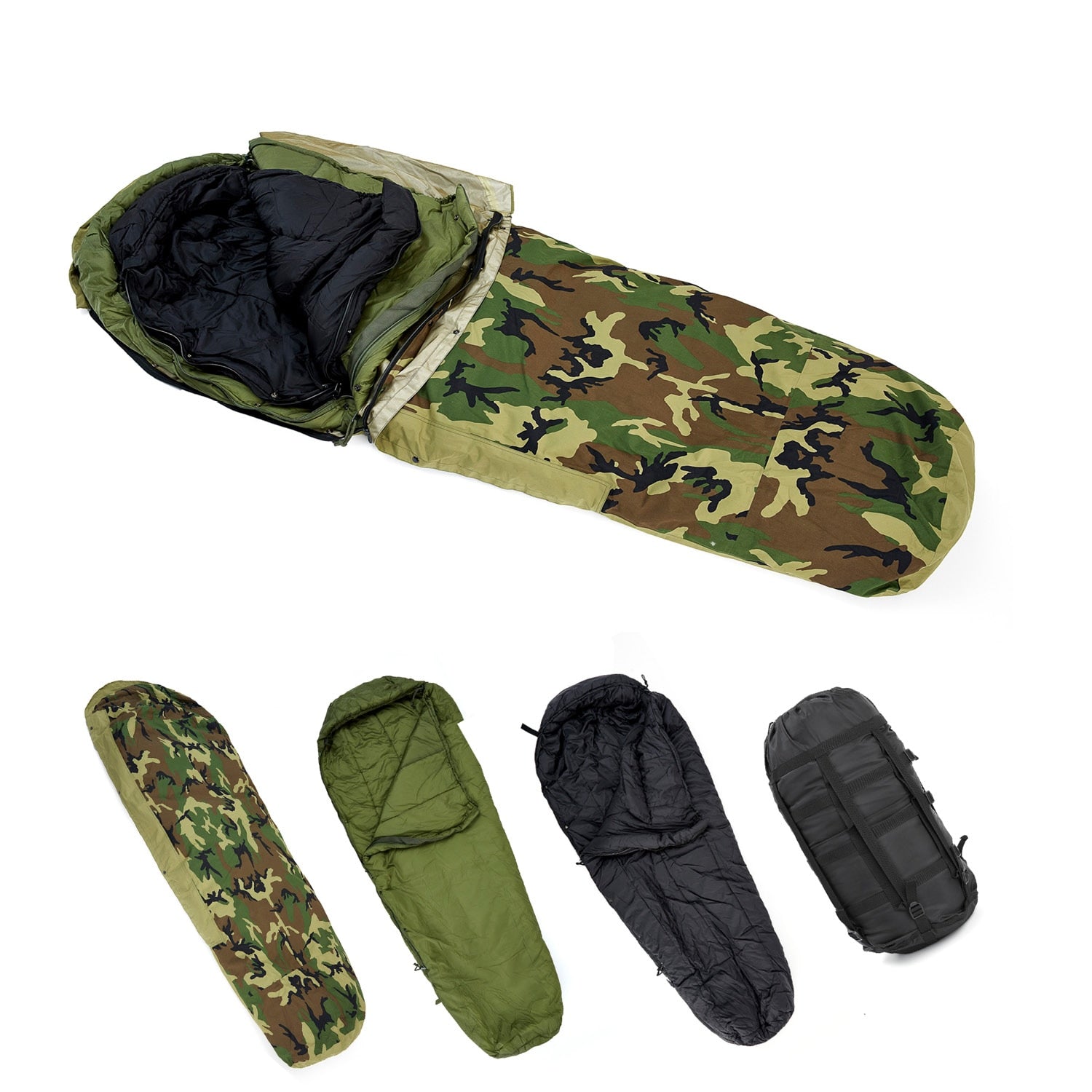 Akmax Army Military Modular Sleeping Bas System, Multi-Layered Cover for All Seasons, Woodland/Multicam - DJVWellnessandPets