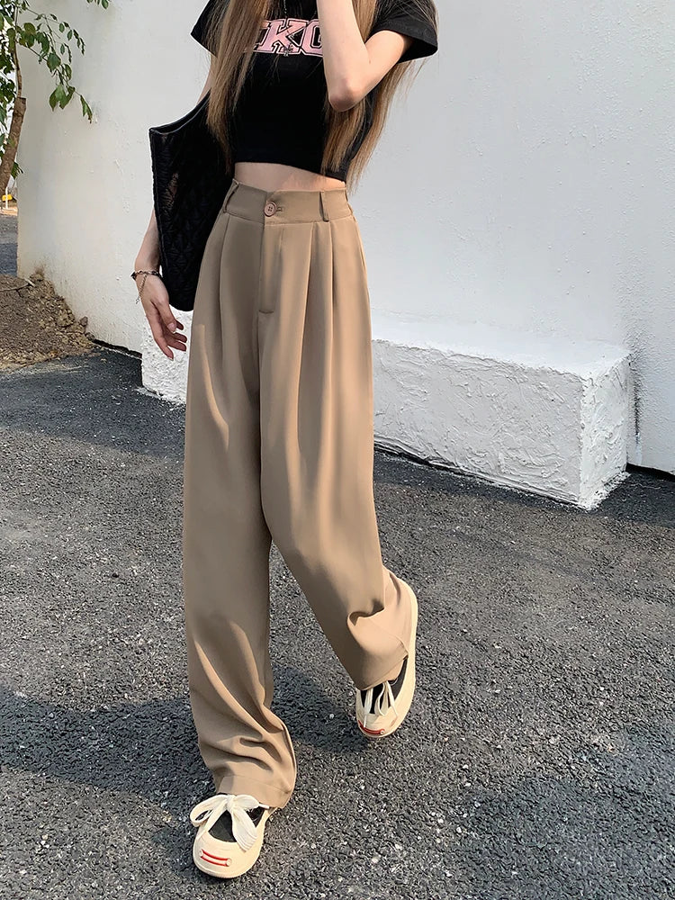 Suit Pants Elastic Waist Slimming Casual