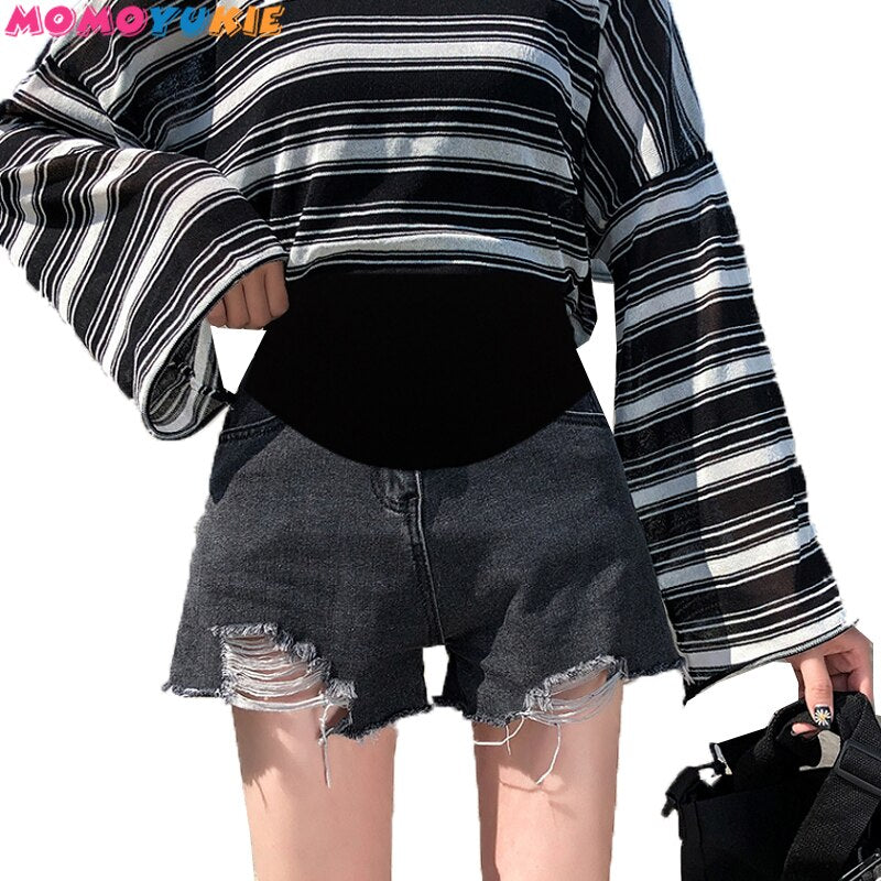 maternity Clothes for pregnant women rippe denim shorts summer pregnancy pants woman  women's clothing 2022 jeans grossesse