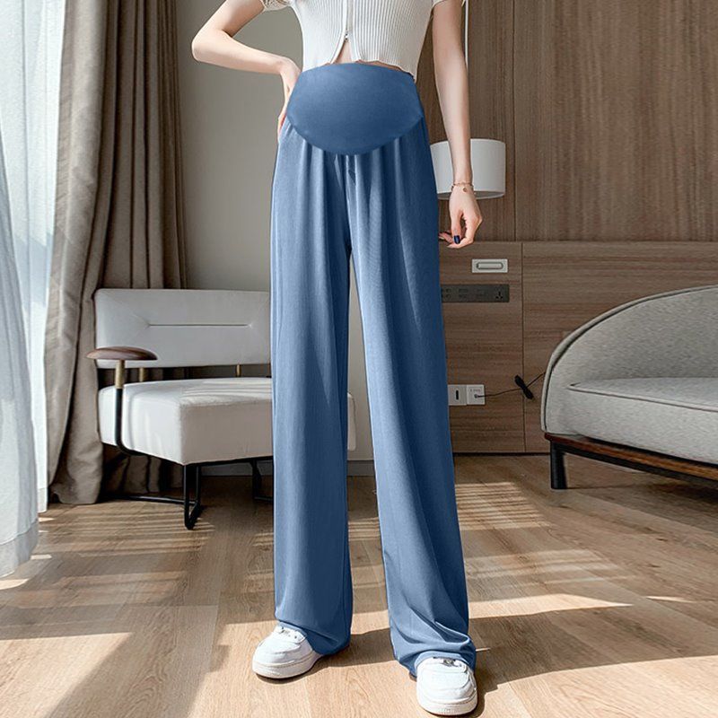 Pregnant Women's Trousers, Cool and Thin In Summer, Fashionable and New Loose Ice Silk Casual Pants, Wide Leg Pants