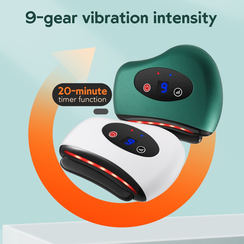 Electric GuaSha Massager Hot Stone Heating Vibration Scraping Fat Burning Neck Massage Face Skin Lifting Removal Wrinkle Tools