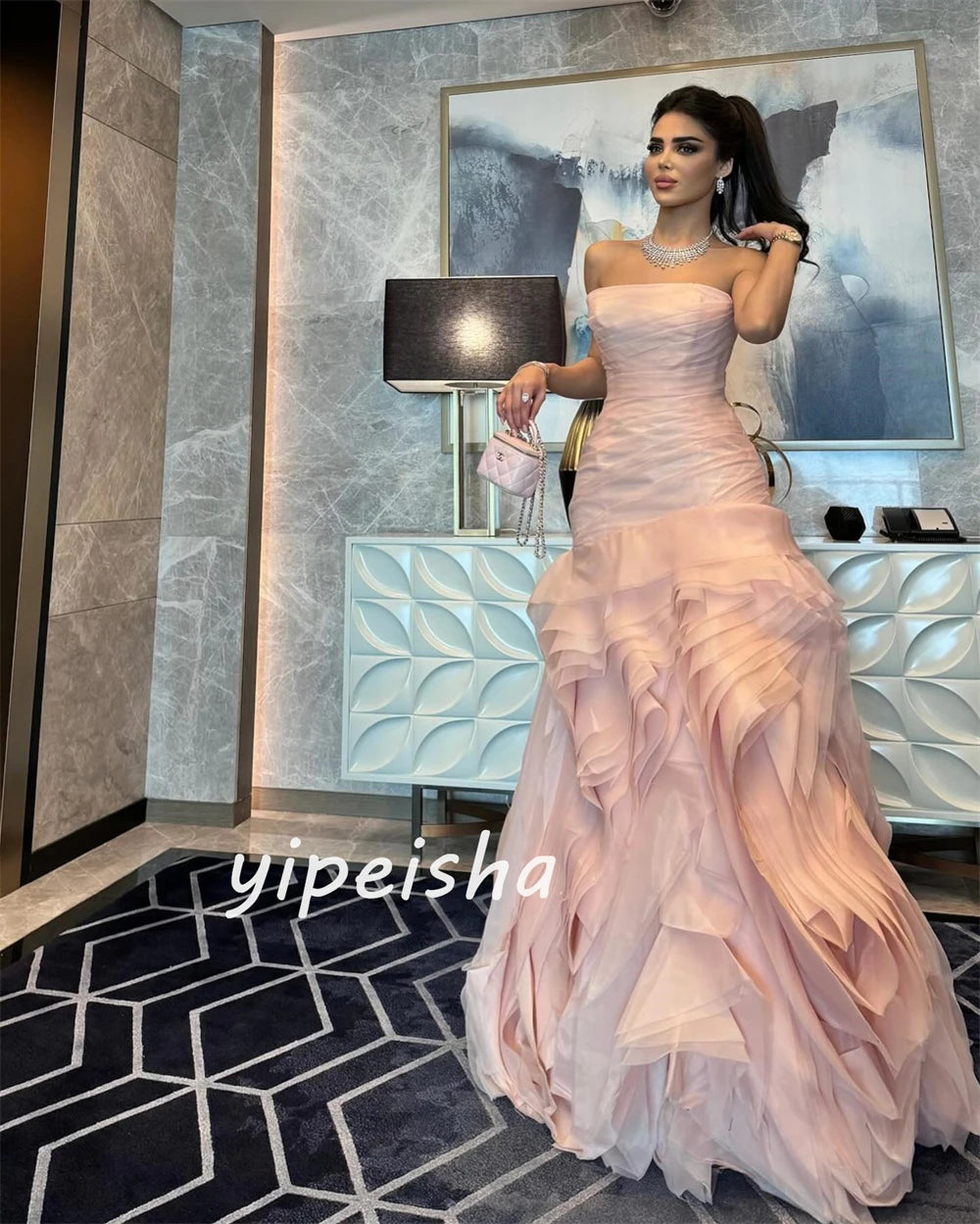 Prom  Evening Wedding Organza Gown/Dresses Saudi Arabia