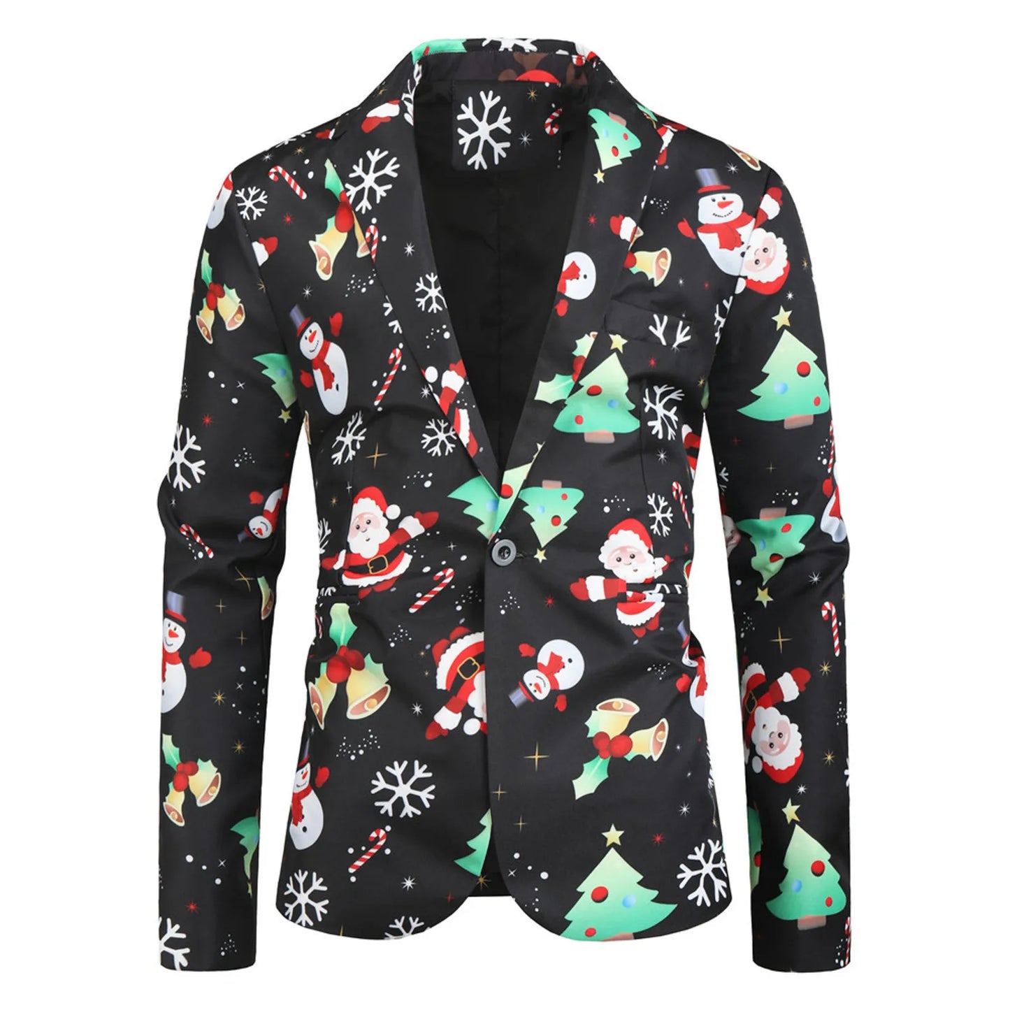 Christmas Suit Santa Printed Lapel Warm Winter Blazer