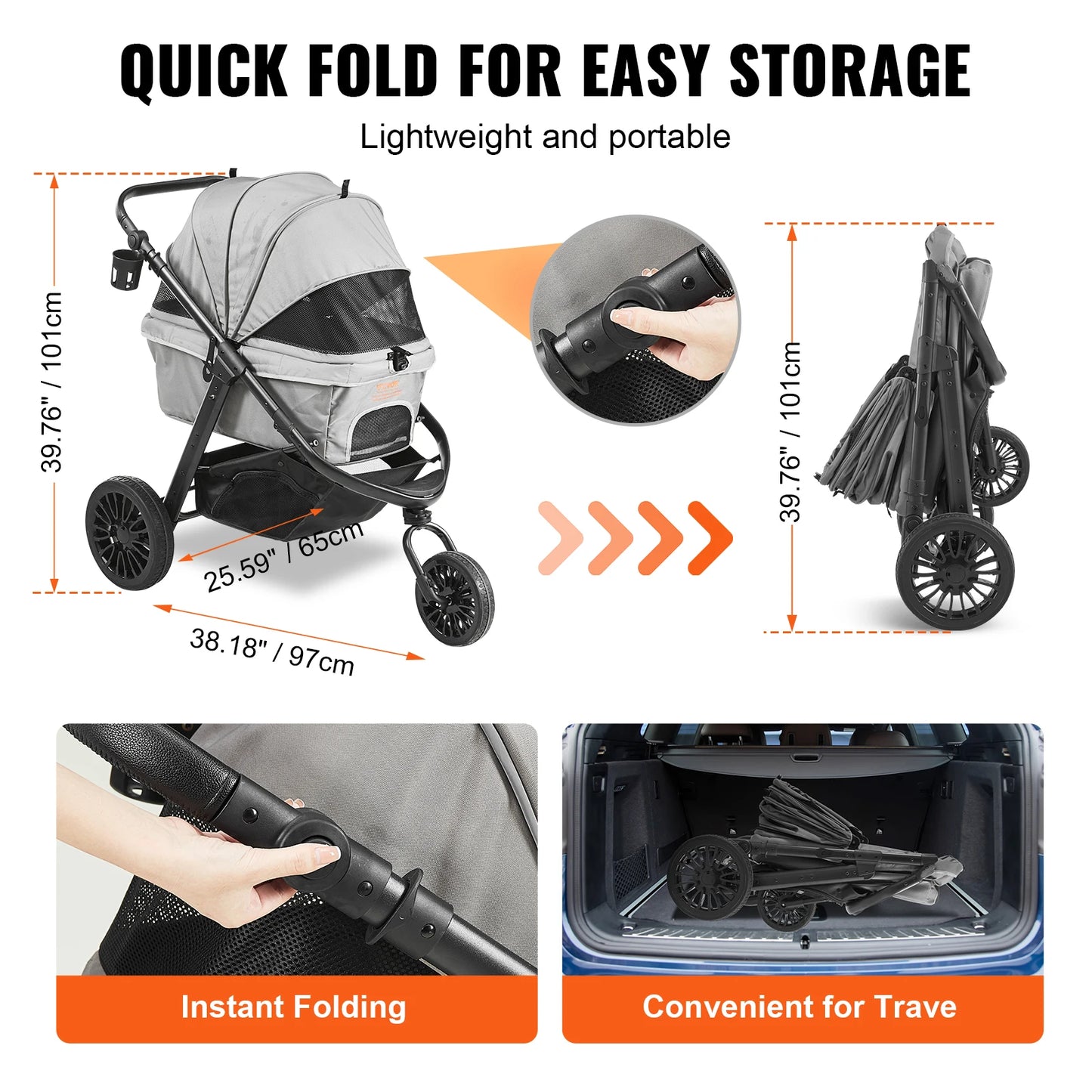 VEVOR Pet Stroller Carriers Lightweight Travel