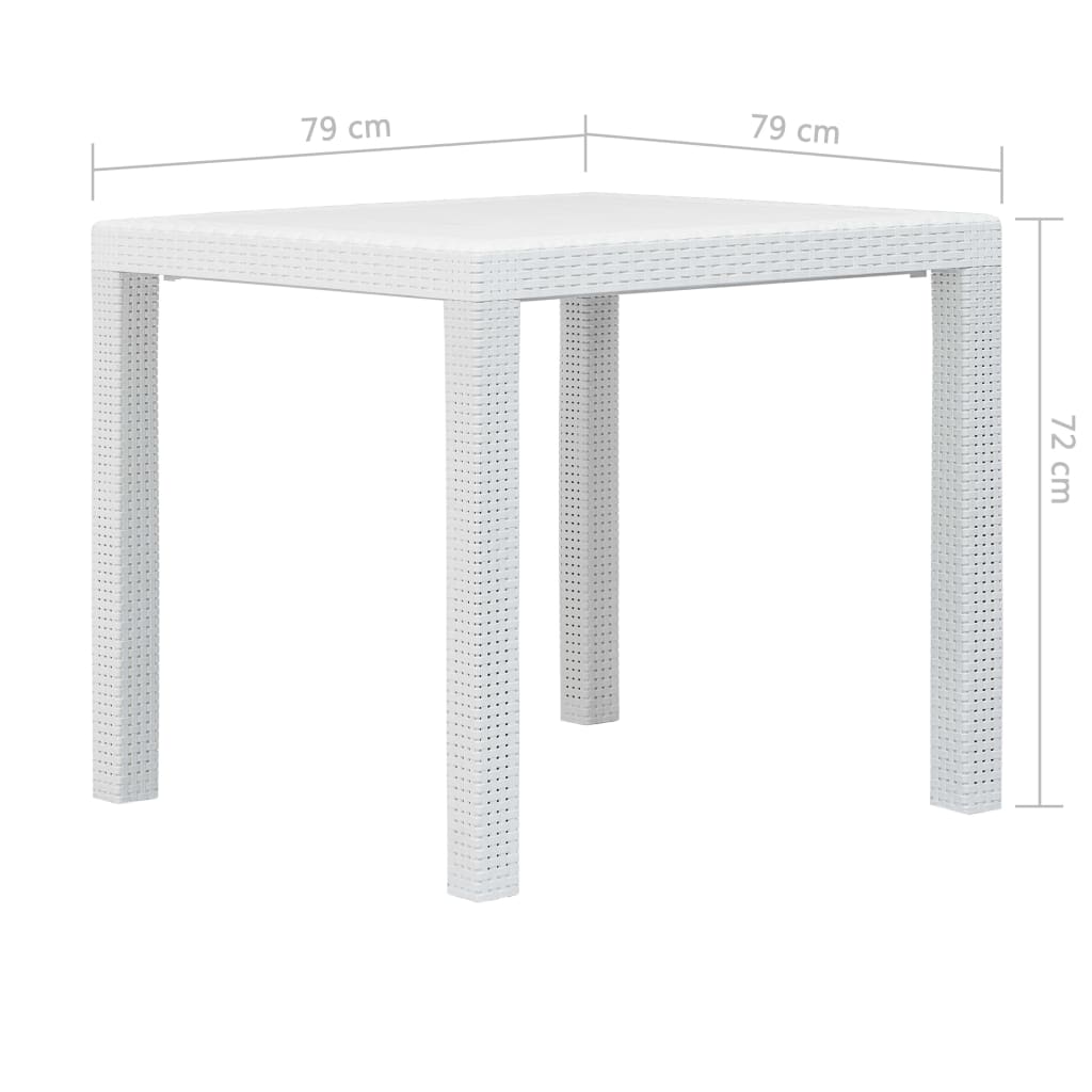 Outdoor Patio Table Garden Deck Outside Porch Furniture Set Balcon Decor White 31.1&quot;x31.1&quot;x28.3&quot; Plastic Rattan Look