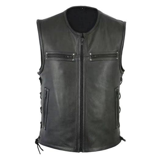 Men Fashion Motorcycle Biker Jackets Leather Vest