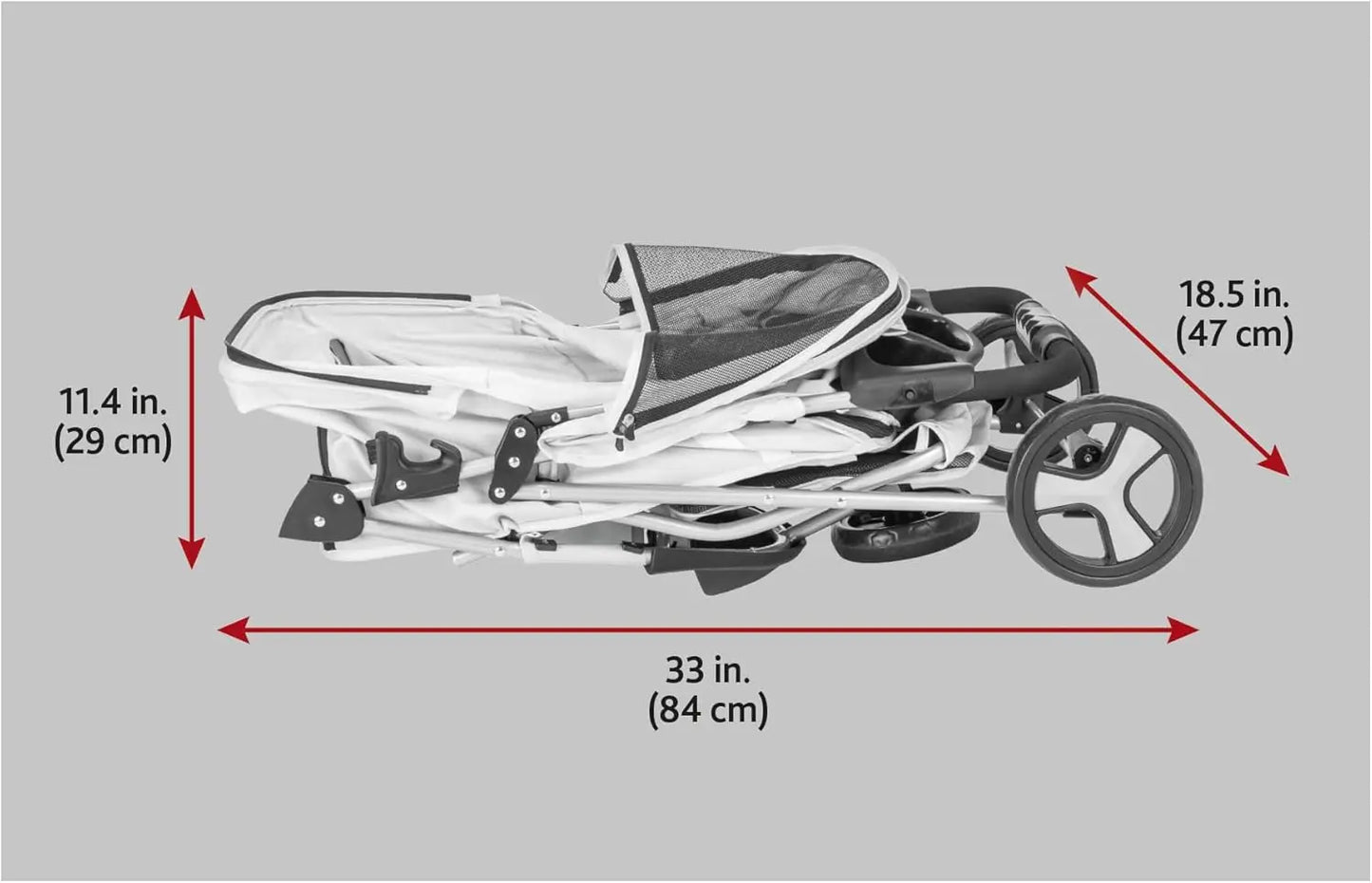 Foldable Pet Stroller for Cats and Dogs  Cart w/Weather Cover