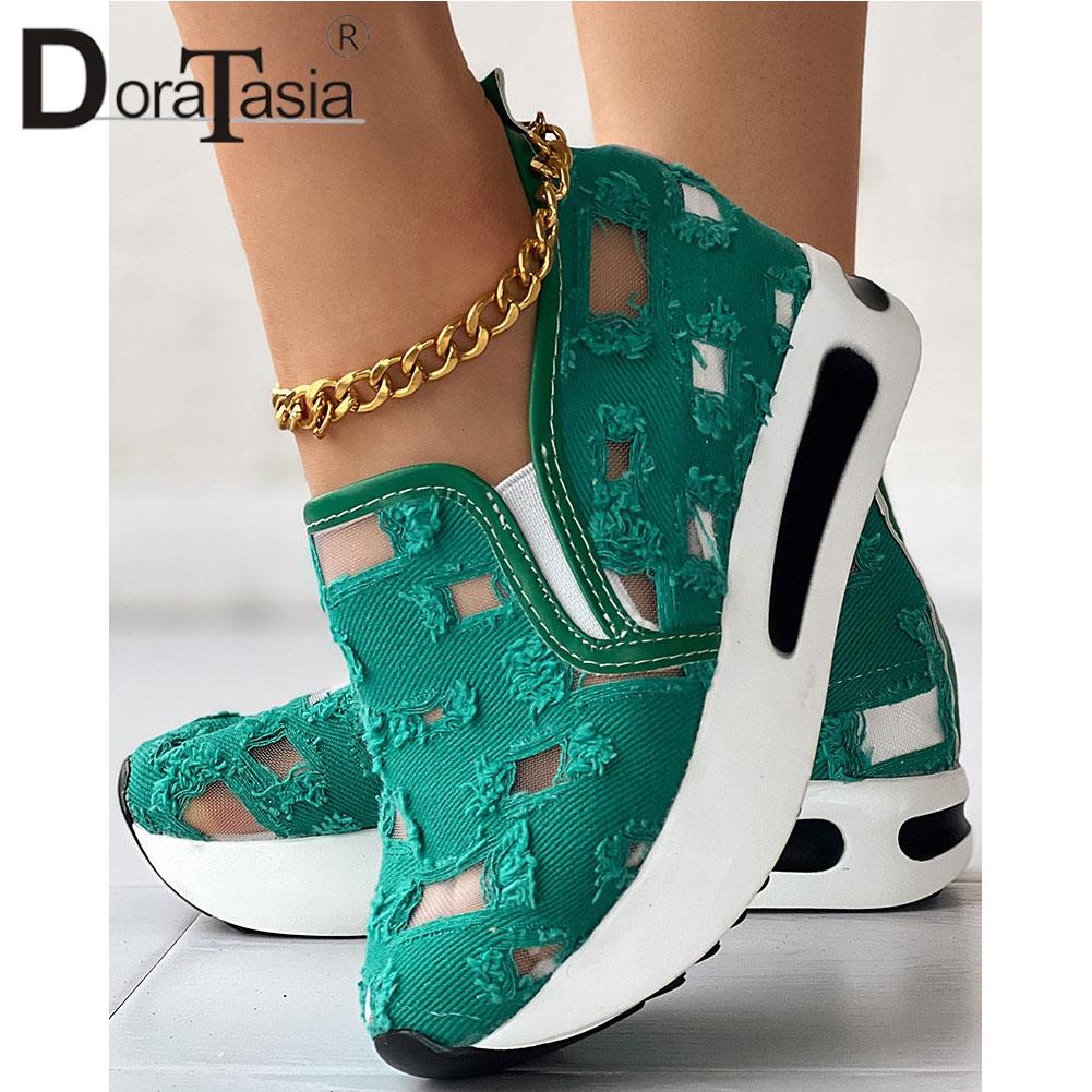 Big Size 42 women's Spring Summer Sneakers Fashion Hollow Platform Increasing High Heels  Flats Casual Autumn Woman Shoes - DJVWellnessandPets