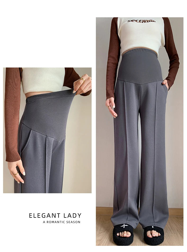 Maternity Long Straight Pants Wide Leg