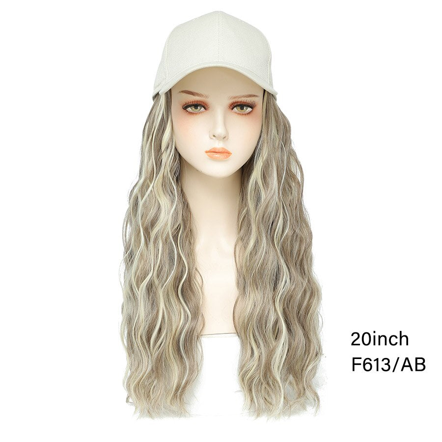 TOMO Baseball Cap with Hair Extensions for Women Adjustable Hat with Synthetic Wig Attached 16inch Natural Wavy Hair