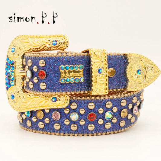 Rhinestones Western Belts Studded Men Women