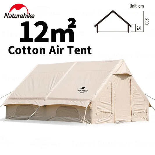 Naturehike Air 12.0 Cotton Air Tent Outdoor Camping Inflatable Tent 3-4 People 12㎡ Glamping Roof Top Large Air Tent Party Tent