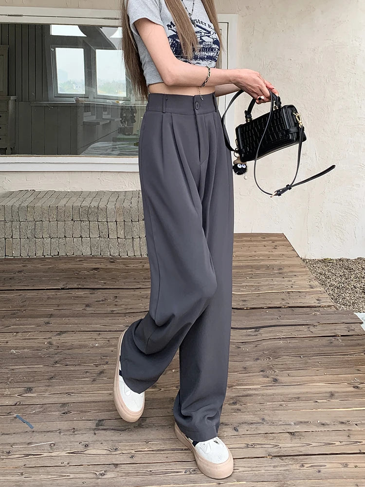 Suit Pants Elastic Waist Slimming Casual