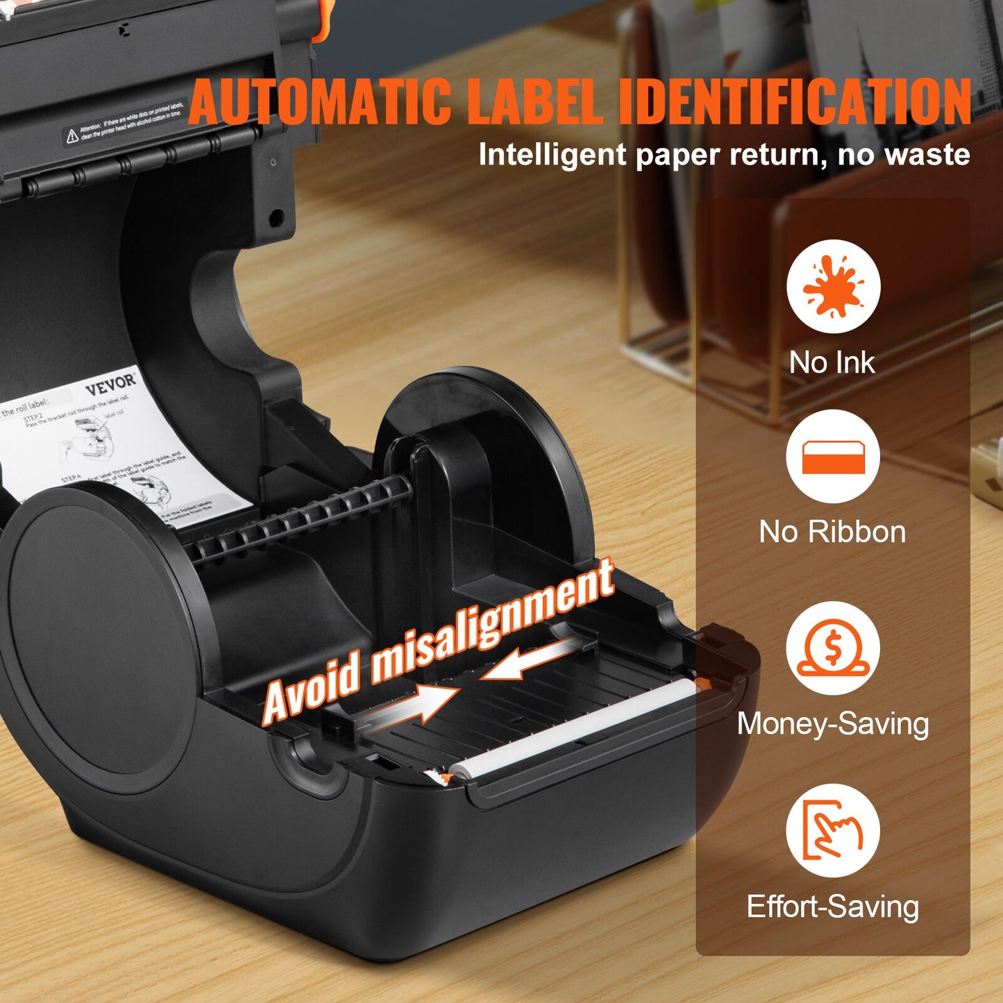 VEVOR Bluetooth Thermal Label Printer 300dpi USB Label Barcode Maker Sticker Compatible W/ Android IOS Windows Mac OS Chromebook