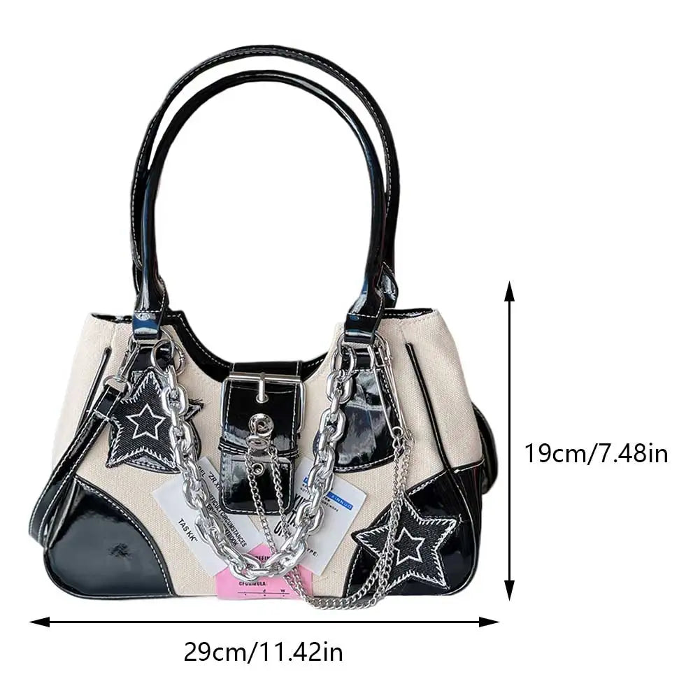 Patent Leather Canvas Women's Shoulder Bag