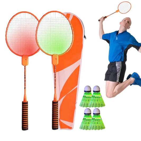 Glowing In Dark Badminton Rackets Set