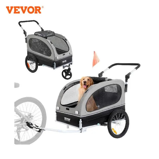 VEVOR 88 lbs 2-in-1 Pet Stroller Cart Bike Trailer