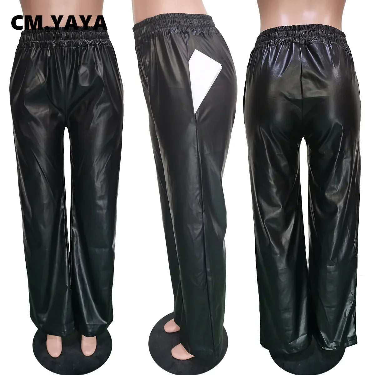 Faux Leather Straight High Waist PU Pants