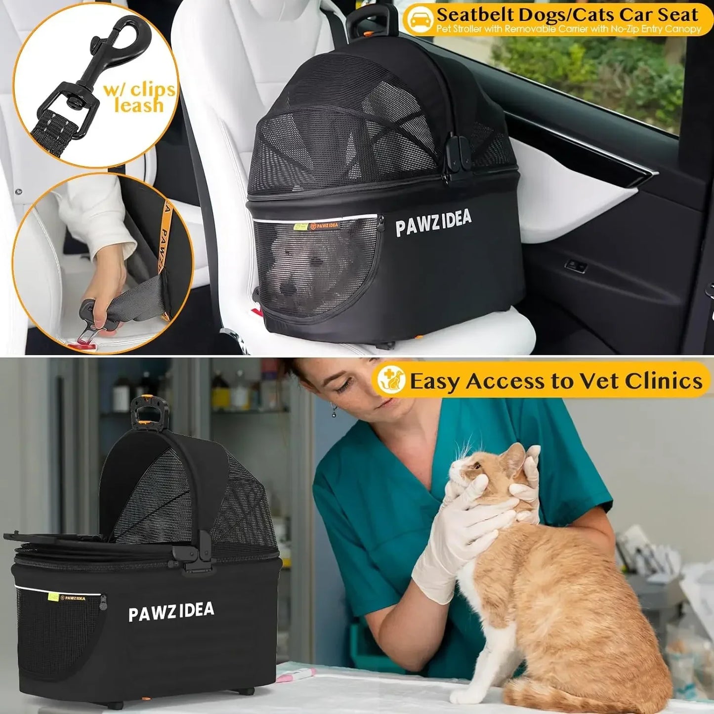 PAWZIDEA Pet Stroller 4 in 1 for Small/Medium