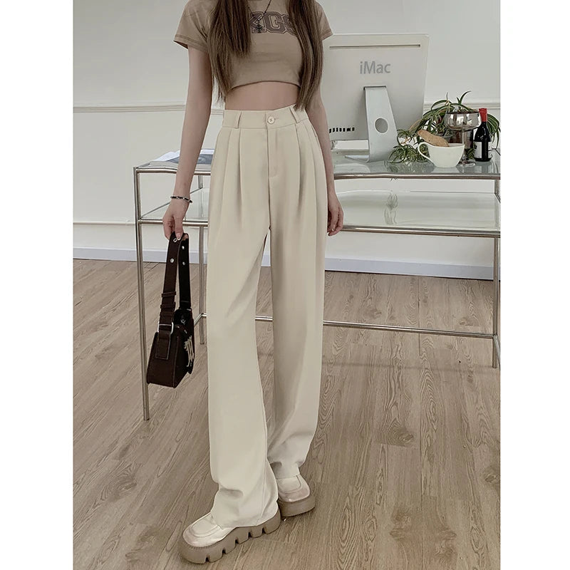 Suit Pants Elastic Waist Slimming Casual