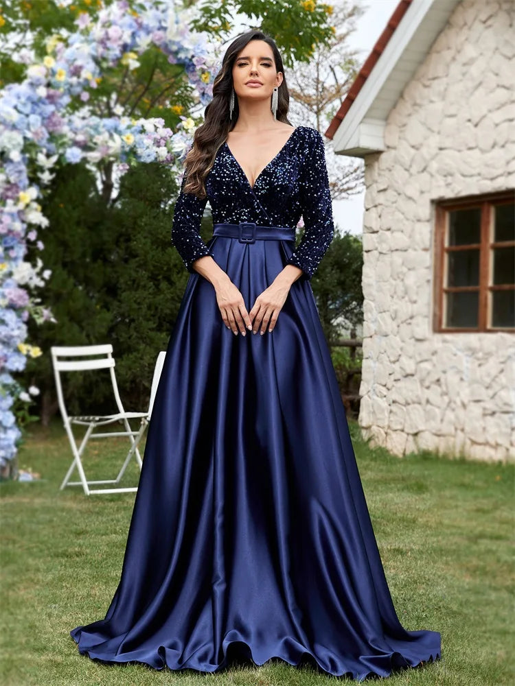 V-Neck Satin Formal Evening Wedding Party Prom Cocktail Dresses